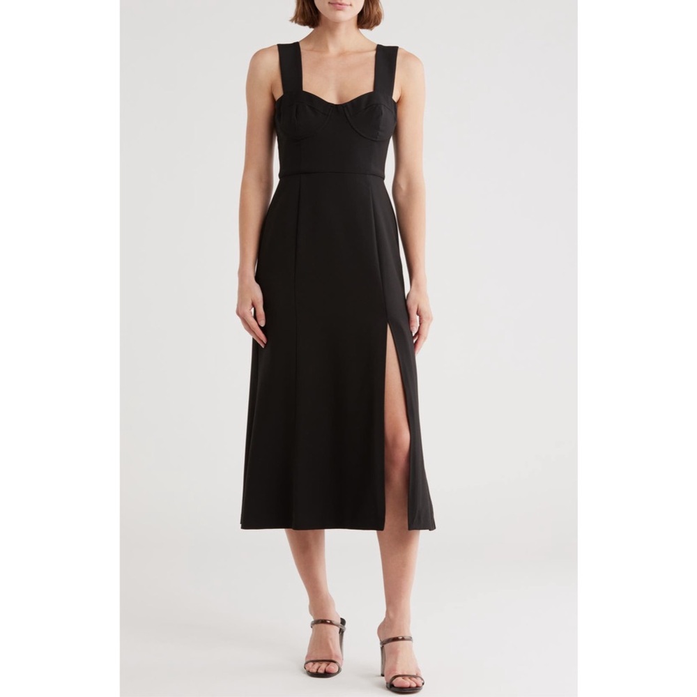 NWT Hutch Black Bustier Midi Dress Front Slit Size 10